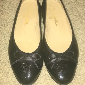 Chanel black ballerina flats